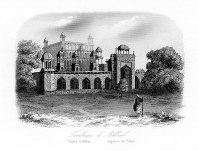 Grób Akbara Wielkiego, Sikandra, Indie, ok. 1840 r. autorstwa N. Remond