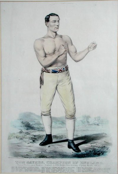 Tom Sayers (1826-65) Mistrz Anglii, wyd. 1860 (litografia kolorowa) autorstwa Currier and Ives