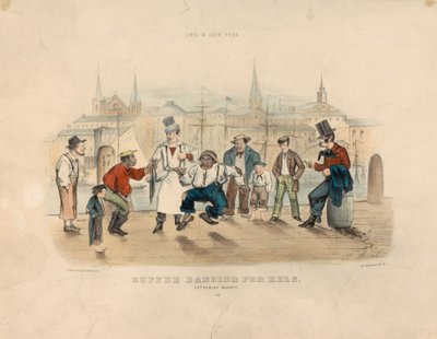 Cuffee Dancing for Eels – Catharine Market (Życie w Nowym Jorku) autorstwa Currier and Ives