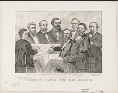 Prezydent Hayes i jego gabinet, c.1877 (lito) autorstwa Currier and Ives