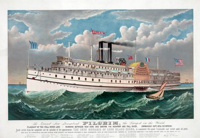 The Grand New Steamboat Pilgrim, c.1883 (kolor lito) autorstwa Currier and Ives