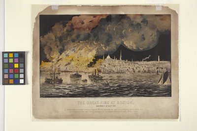 Wielki pożar w Bostonie (litografia ręcznie kolorowana) autorstwa N. and Ives J.M. (1824 95) Currier
