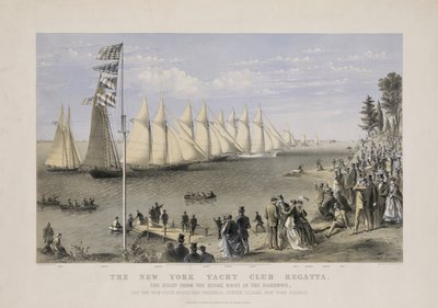 Regaty New York Yacht Club, ok. 1869 (litografia kolorowa) autorstwa Currier and Ives