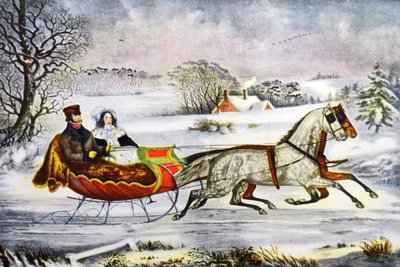 Droga, zima autorstwa Currier and Ives