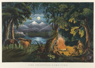 Ognisko traperów autorstwa Currier and Ives