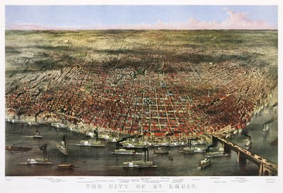 Miasto St. Louis, ok. 1874 (litografia kolorowa) autorstwa Currier and Ives