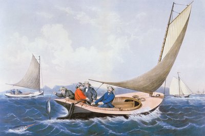 Trollowanie na niebieskie ryby u wybrzeży Maine autorstwa Currier and Ives