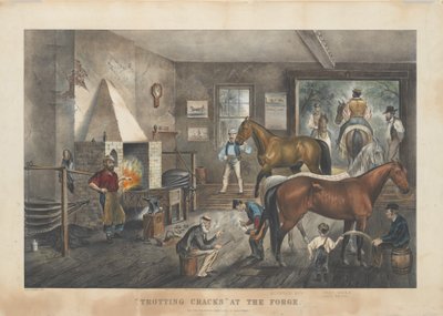 „Pęknięcia kłusaków” w kuźni autorstwa Currier and Ives