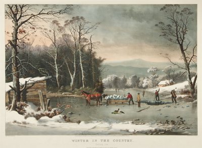 Zima na wsi, lód autorstwa Currier and Ives