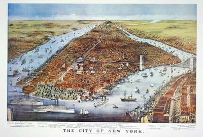 Miasto Nowy Jork, 1876 r. autorstwa N. and Ives, J.M. Currier