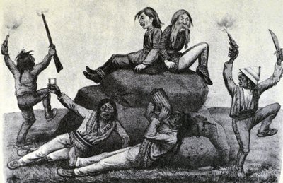 Currier & Ives ilustracja XIX wieku. A Howling Swell - on the War Path (oryginalny rysunek Thomasa Wortha, z którego wykonano oryginalną odbitkę) autorstwa N. and Ives, J.M. Currier