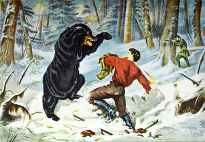 Currier & Ives ilustracja XIX wieku. Życie myśliwego. Mocna poprawka. autorstwa N. and Ives, J.M. Currier