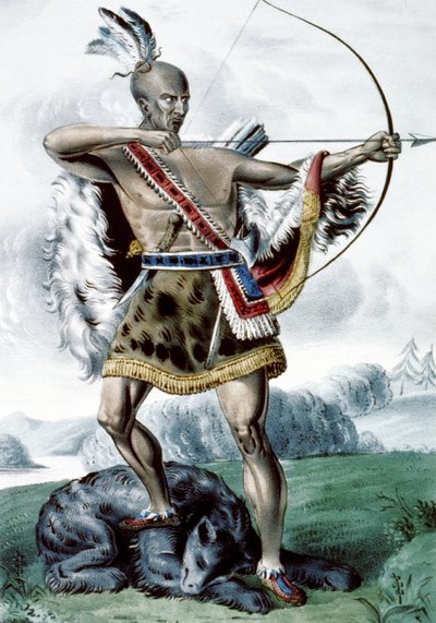 Indyjski myśliwy, 1845 r autorstwa N. and Ives, J.M. Currier
