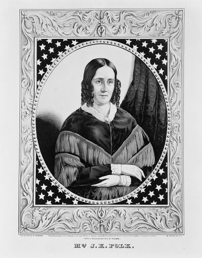 Sara Polk, 1846 r. autorstwa N. and Ives, J.M. Currier