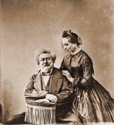 Portret Aleksandra Dumasa pere, powieściopisarza 1802-1870 i jego córki Marie Dumas 1831-1878 (zdjęcie) autorstwa Nadar