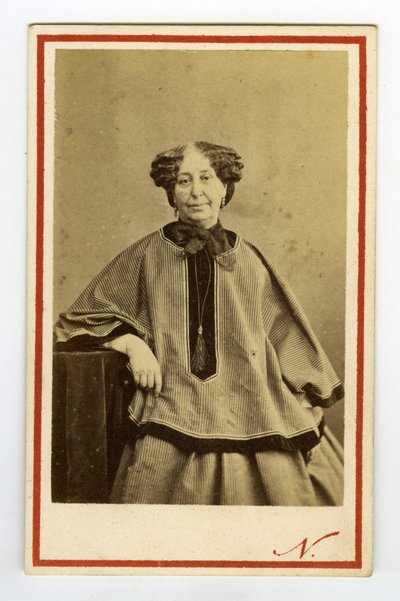 Portret pisarki George Sand (1804-1876) (Aurore Dupin), baronowej Dudevant. Wizytówka autorstwa Nadar