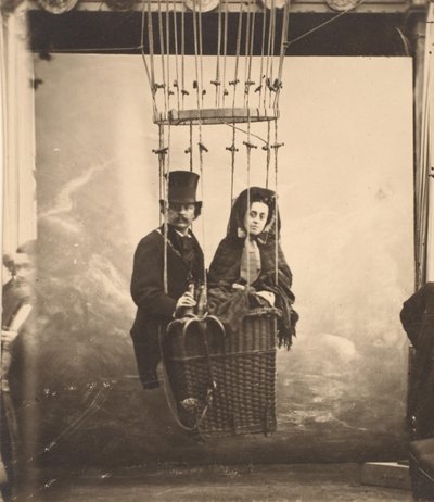 [Nadar ze swoją żoną Ernestyną w balonie], ok. godz. 1865, drukowane lata 90. XIX wieku. autorstwa Nadar