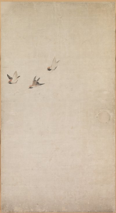 Szczenięta, Wróble i Chryzantemy, 1754-1799. autorstwa Nagasawa Rosetsu
