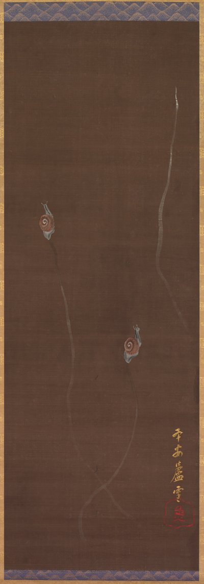 Ślimaki na ścianie, XVIII wiek. autorstwa Nagasawa Rosetsu