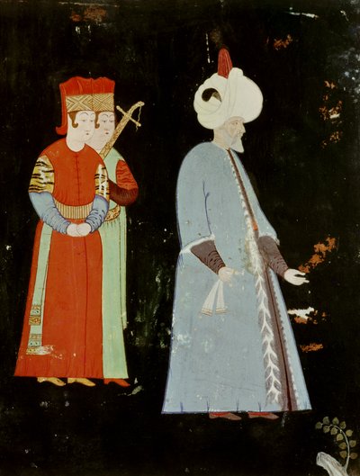 Sułtan Sulejman Wspaniały (1494-1566) z dwoma dostojnikami autorstwa Nakkep, called Nigari Reis Haydar