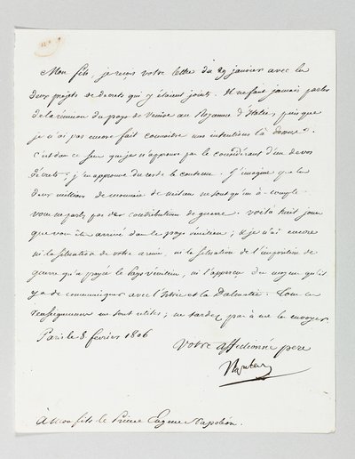 Podpisany list od Napoleona do jego pasierba, księcia Eugène de Beauharnais Napoleon autorstwa Napoleon Bonaparte