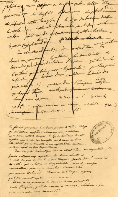 Wstępny szkic tekstu do umieszczenia w Le Moniteur Universel, 16 kwietnia 1801, 1921. autorstwa Napoleon Bonaparte I