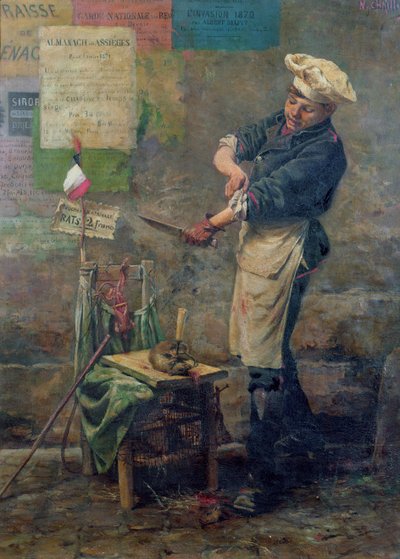 Sprzedawca szczurów podczas oblężenia Paryża, 1870 autorstwa Narcisse Chaillou