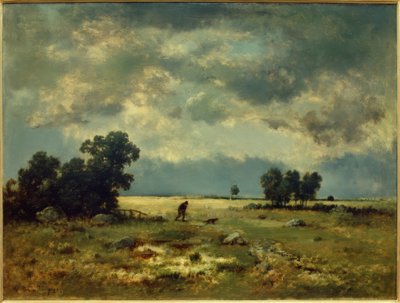 Krajobraz burzy (z myśliwym) autorstwa Narcisse Diaz de la Pena