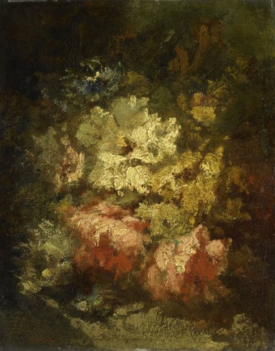 Martwa natura z białymi i czerwonymi różami autorstwa Narcisse Virgile Diaz de la Peña