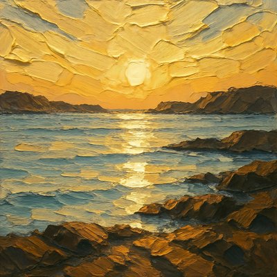 Złoty zachód słońca nad oceanem autorstwa Natalie Bruns
