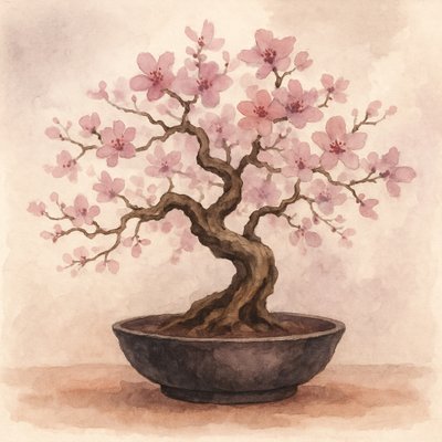 Bonsai z różową wiśnią autorstwa Natalie Bruns