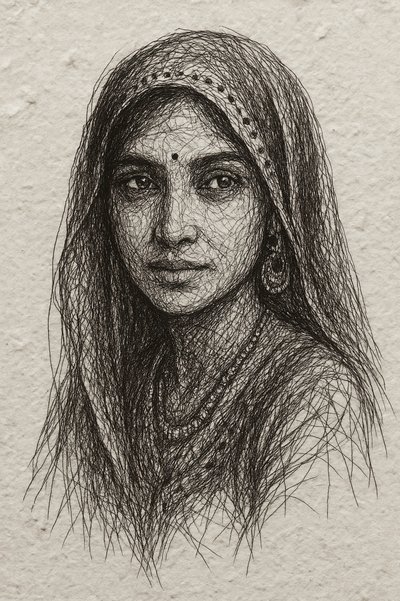Spokojny portret pióra z Indii autorstwa Natalie Bruns