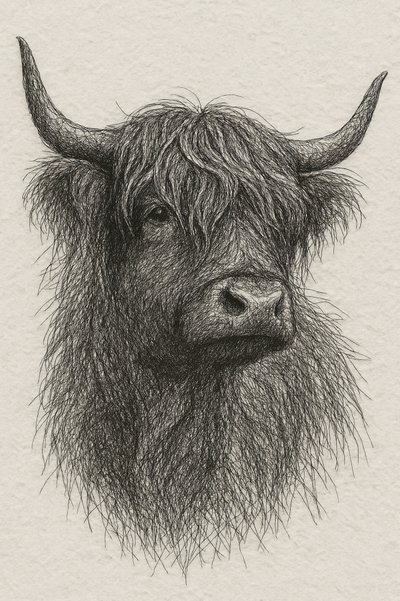 Kudłaty byk z regionu Highland autorstwa Natalie Bruns