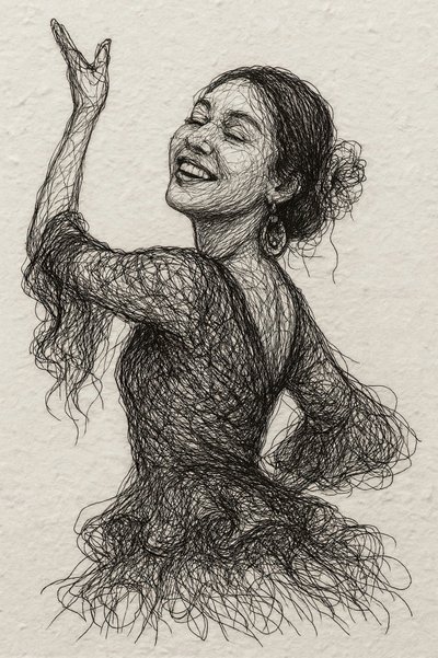 Uśmiechnięta tancerka flamenco autorstwa Natalie Bruns