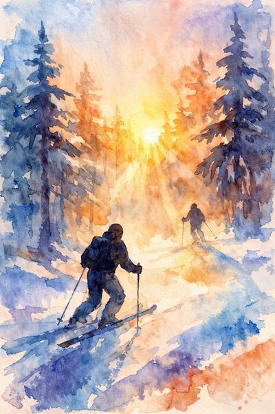 Narciarze o świcie autorstwa Natalie Bruns