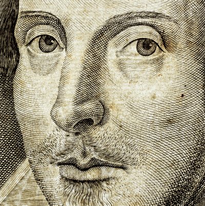Fragment portretu Williama Szekspira na frontyspisie komedii, historii i... autorstwa Nathan Benn