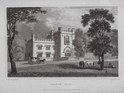Bolton Hall (grawerowanie) autorstwa Nathaniel (after) Whittock
