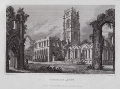 Opactwo Fontanny (grawerowanie) autorstwa Nathaniel (after) Whittock