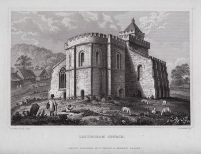 Kościół Lestingham (grawerowanie) autorstwa Nathaniel (after) Whittock