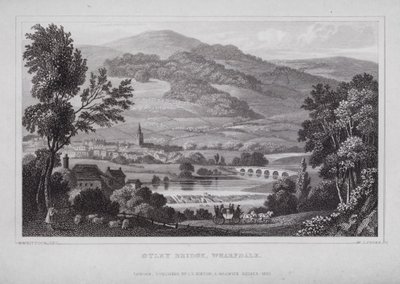 Otley Bridge, Wharfdale (grawerowanie) autorstwa Nathaniel (after) Whittock