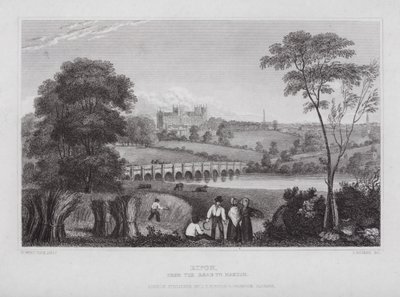 Ripon, z drogi do Masham (grawerowanie) autorstwa Nathaniel (after) Whittock