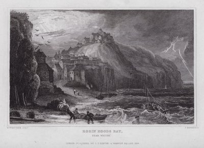 Robin Hoods Bay, niedaleko Whitby (rycina) autorstwa Nathaniel (after) Whittock