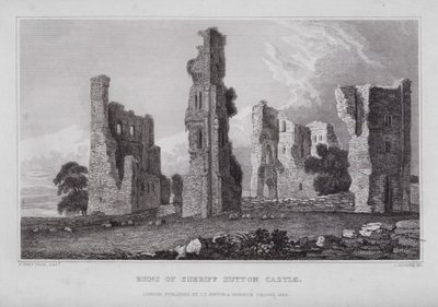 Ruiny zamku szeryfa Hutton (rycina) autorstwa Nathaniel (after) Whittock