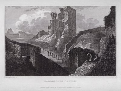 Zamek Scarborough (grawerowanie) autorstwa Nathaniel (after) Whittock