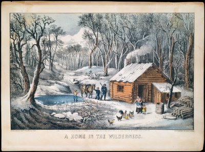 A Home in the Wilderness, 1870., 1870. Twórcy: Nathaniel Currier, James Merritt Ives, Currier and Ives. autorstwa Currier and Ives
