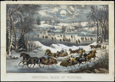 Central Park zimą, 1877-94., 1877-94. Twórcy: Nathaniel Currier, James Merritt Ives, Currier i Ives. autorstwa Currier and Ives