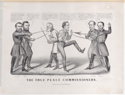 The True Peace Commissioners, 1865., 1865. Twórcy: Nathaniel Currier, James Merritt Ives, Currier i Ives. autorstwa Currier and Ives