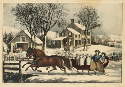 Zimowy poranek na wsi, 1873., 1873. Twórcy: Nathaniel Currier, James Merritt Ives, Currier i Ives. autorstwa Currier and Ives