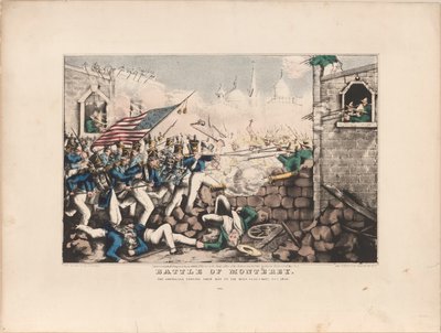 Bitwa pod Monterey / Amerykanie wdzierają się na główny plac, 23 września 1846 r. autorstwa Nathaniel Currier