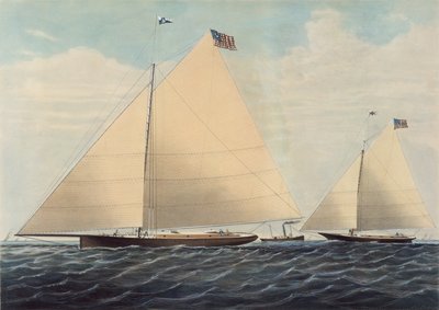 Cutter Yacht Scud z Filadelfii - modelowany przez Roberta L. Stevensa, Esq., 1855. autorstwa Nathaniel Currier